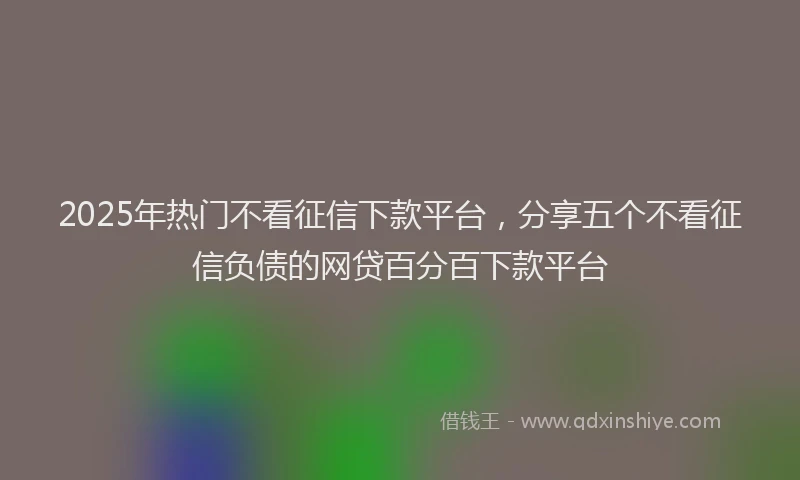 2025年热门不看征信下款平台，分享五个不看征信负债的网贷百分百下款平台