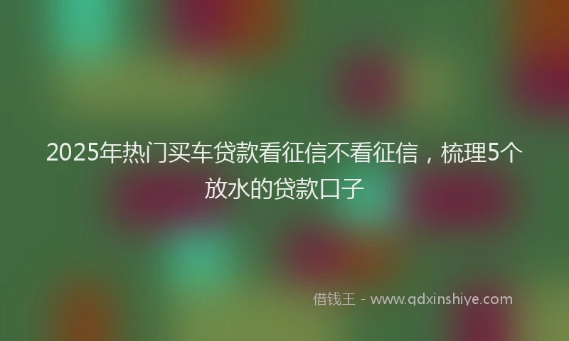 2025年热门买车贷款看征信不看征信，梳理5个放水的贷款口子