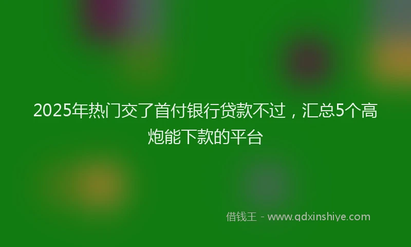 2025年热门交了首付银行贷款不过，汇总5个高炮能下款的平台