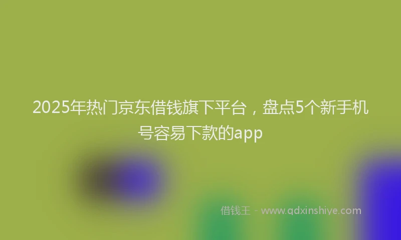 2025年热门京东借钱旗下平台，盘点5个新手机号容易下款的app