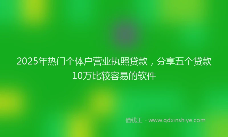 2025年热门个体户营业执照贷款，分享五个贷款10万比较容易的软件