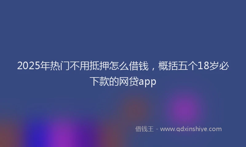 2025年热门不用抵押怎么借钱，概括五个18岁必下款的网贷app