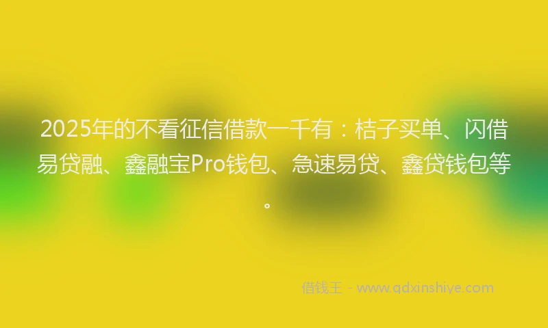 2025年的不看征信借款一千有：桔子买单、闪借易贷融、鑫融宝Pro钱包、急速易贷、鑫贷钱包等。