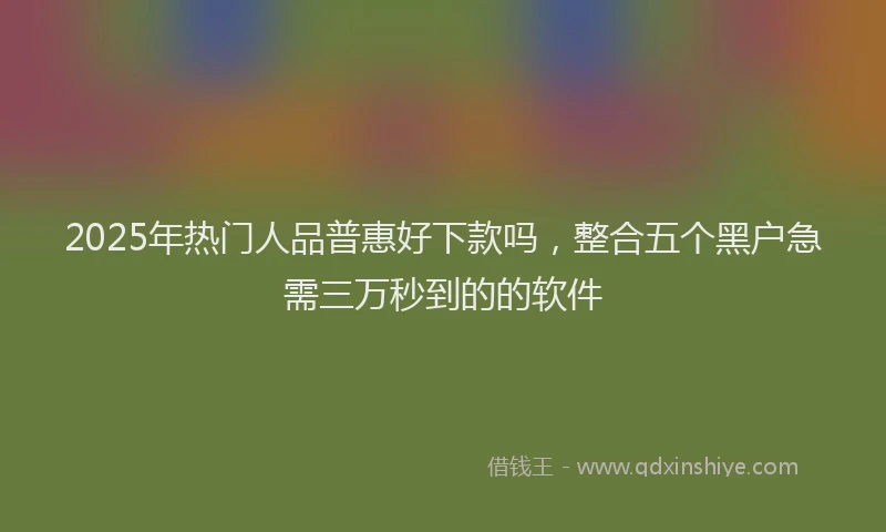 2025年热门人品普惠好下款吗，整合五个黑户急需三万秒到的的软件