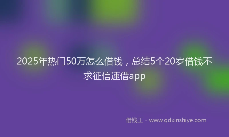 2025年热门50万怎么借钱，总结5个20岁借钱不求征信速借app
