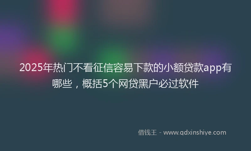 2025年热门不看征信容易下款的小额贷款app有哪些，概括5个网贷黑户必过软件