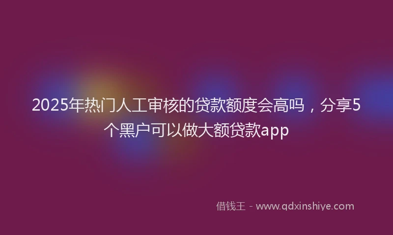 2025年热门人工审核的贷款额度会高吗，分享5个黑户可以做大额贷款app