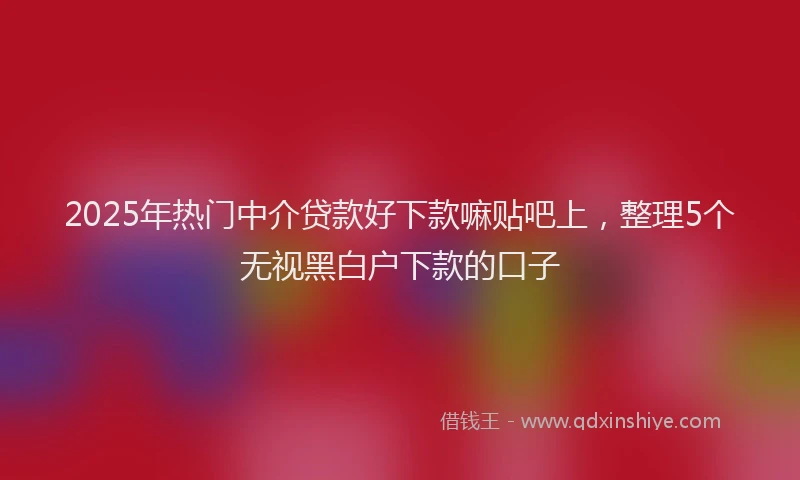 2025年热门中介贷款好下款嘛贴吧上，整理5个无视黑白户下款的口子
