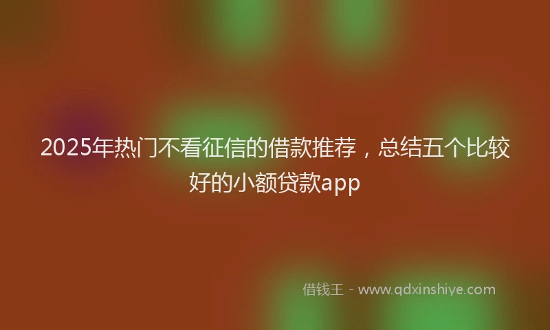 2025年热门不看征信的借款推荐，总结五个比较好的小额贷款app