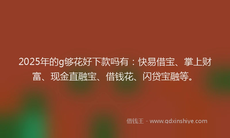 2025年的g够花好下款吗有：快易借宝、掌上财富、现金直融宝、借钱花、闪贷宝融等。