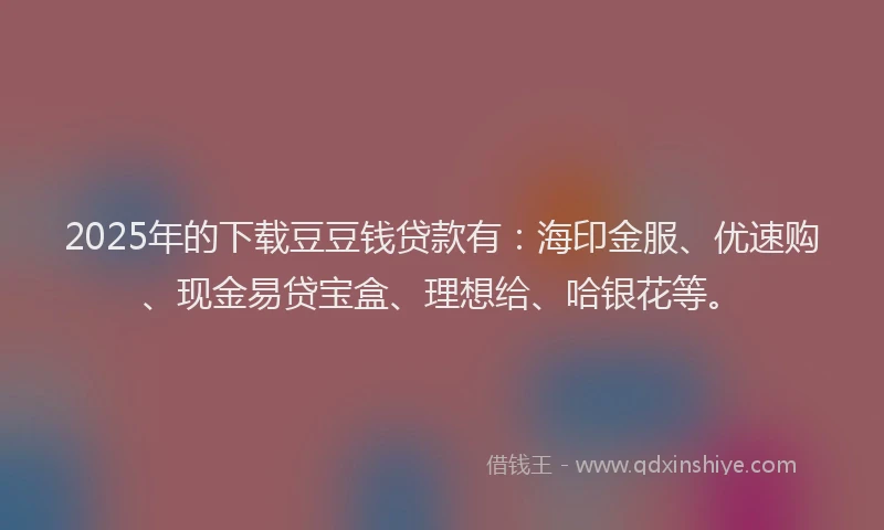 2025年的下载豆豆钱贷款有：海印金服、优速购、现金易贷宝盒、理想给、哈银花等。