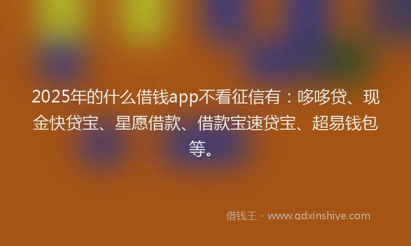 2025年的什么借钱app不看征信有：哆哆贷、现金快贷宝、星愿借款、借款宝速贷宝、超易钱包等。
