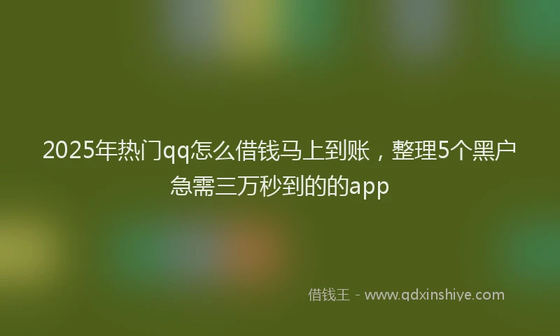 2025年热门qq怎么借钱马上到账，整理5个黑户急需三万秒到的的app