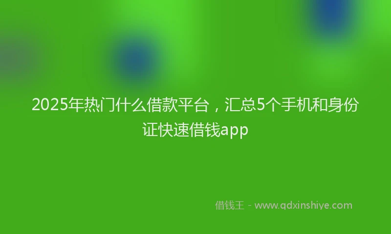 2025年热门什么借款平台，汇总5个手机和身份证快速借钱app