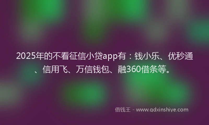 2025年的不看征信小贷app有：钱小乐、优秒通、信用飞、万信钱包、融360借条等。