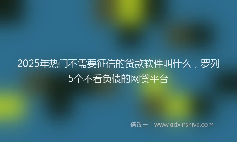 2025年热门不需要征信的贷款软件叫什么，罗列5个不看负债的网贷平台