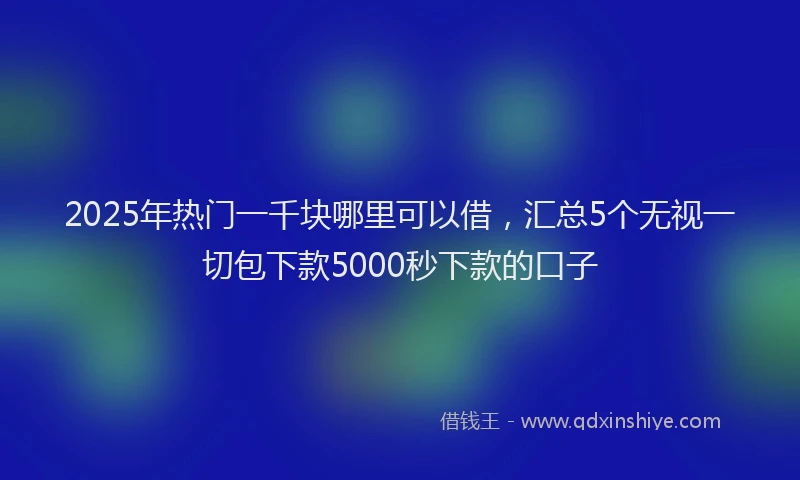 2025年热门一千块哪里可以借，汇总5个无视一切包下款5000秒下款的口子