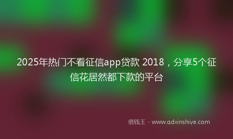 2025年热门不看征信app贷款 2018，分享5个征信花居然都下款的平台