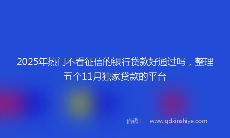 2025年热门不看征信的银行贷款好通过吗，整理五个11月独家贷款的平台