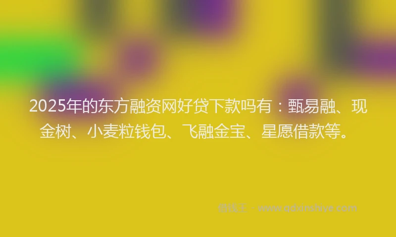 2025年的东方融资网好贷下款吗有：甄易融、现金树、小麦粒钱包、飞融金宝、星愿借款等。