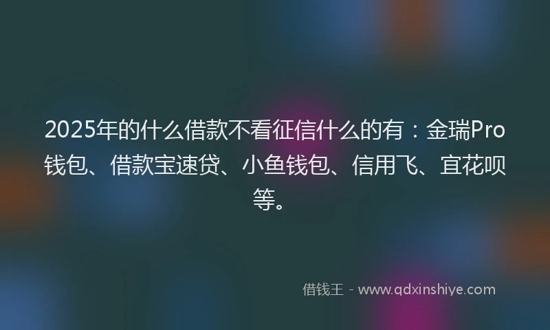 2025年的什么借款不看征信什么的有：金瑞Pro钱包、借款宝速贷、小鱼钱包、信用飞、宜花呗等。