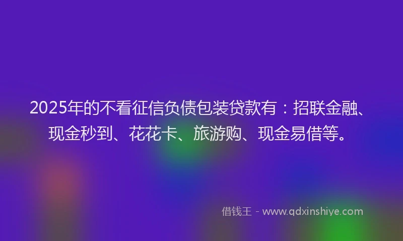 2025年的不看征信负债包装贷款有：招联金融、现金秒到、花花卡、旅游购、现金易借等。