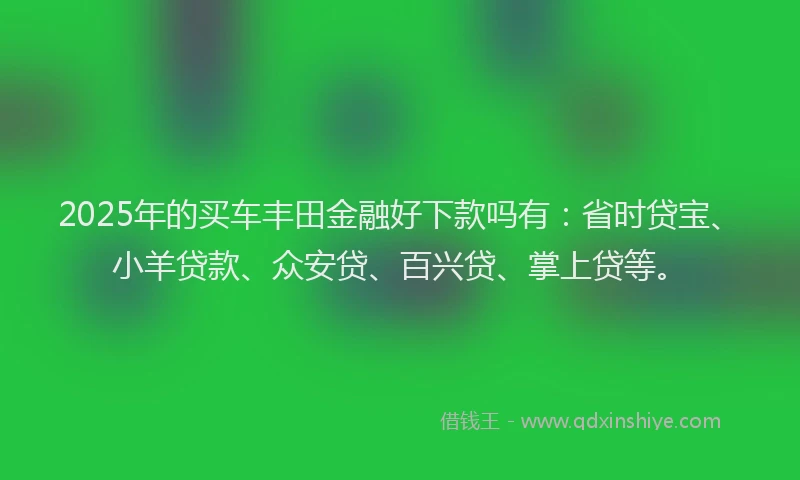 2025年的买车丰田金融好下款吗有：省时贷宝、小羊贷款、众安贷、百兴贷、掌上贷等。