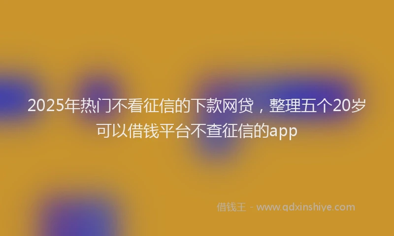 2025年热门不看征信的下款网贷，整理五个20岁可以借钱平台不查征信的app