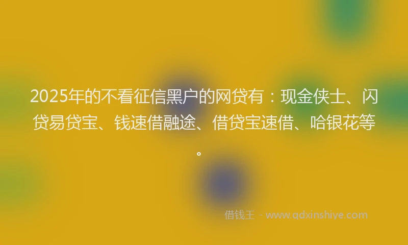 2025年的不看征信黑户的网贷有：现金侠士、闪贷易贷宝、钱速借融途、借贷宝速借、哈银花等。