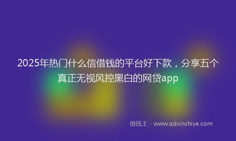 2025年热门什么信借钱的平台好下款，分享五个真正无视风控黑白的网贷app