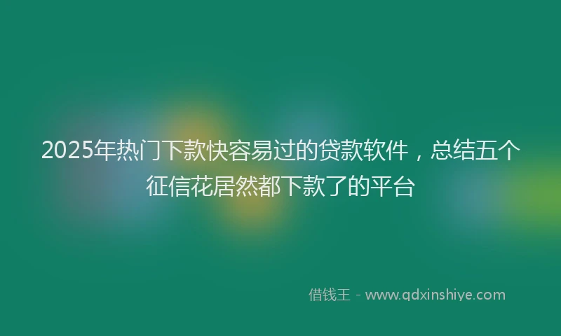 2025年热门下款快容易过的贷款软件，总结五个征信花居然都下款了的平台