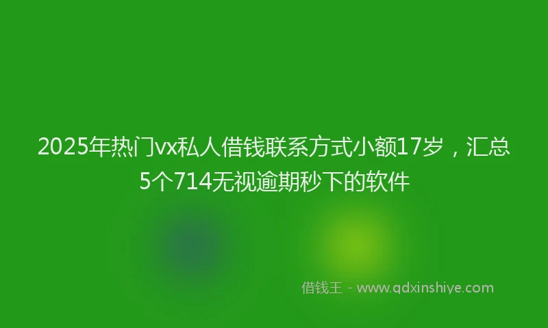 2025年热门vx私人借钱联系方式小额17岁，汇总5个714无视逾期秒下的软件