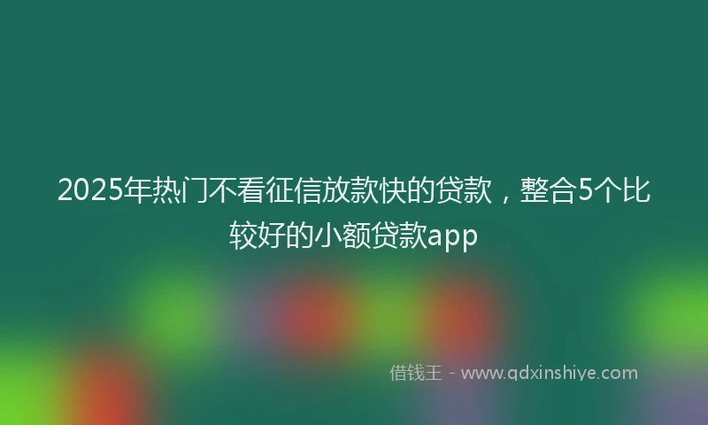 2025年热门不看征信放款快的贷款，整合5个比较好的小额贷款app
