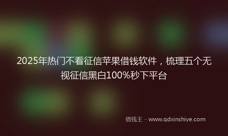 2025年热门不看征信苹果借钱软件，梳理五个无视征信黑白100%秒下平台