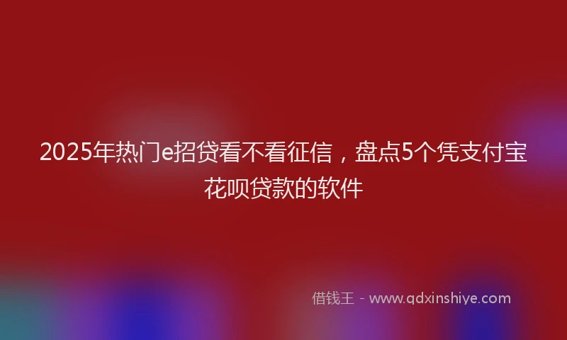 2025年热门e招贷看不看征信，盘点5个凭支付宝花呗贷款的软件