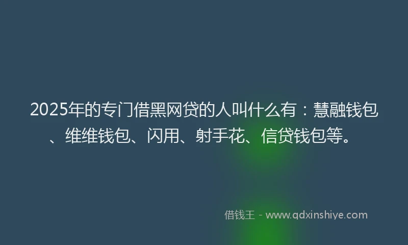 2025年的专门借黑网贷的人叫什么有：慧融钱包、维维钱包、闪用、射手花、信贷钱包等。