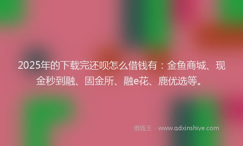 2025年的下载完还呗怎么借钱有：金鱼商城、现金秒到融、固金所、融e花、鹿优选等。