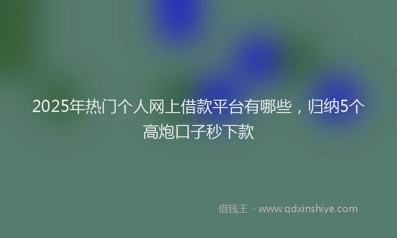 2025年热门个人网上借款平台有哪些，归纳5个高炮口子秒下款