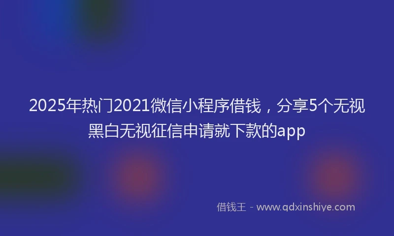 2025年热门2021微信小程序借钱，分享5个无视黑白无视征信申请就下款的app