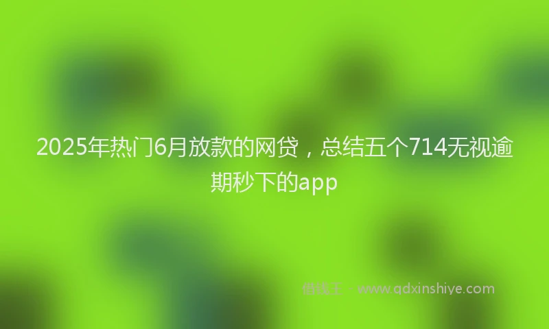 2025年热门6月放款的网贷，总结五个714无视逾期秒下的app