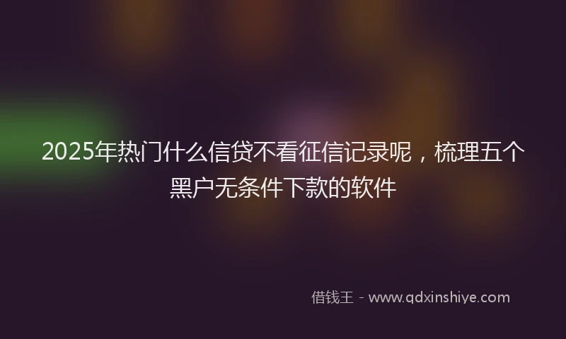 2025年热门什么信贷不看征信记录呢，梳理五个黑户无条件下款的软件