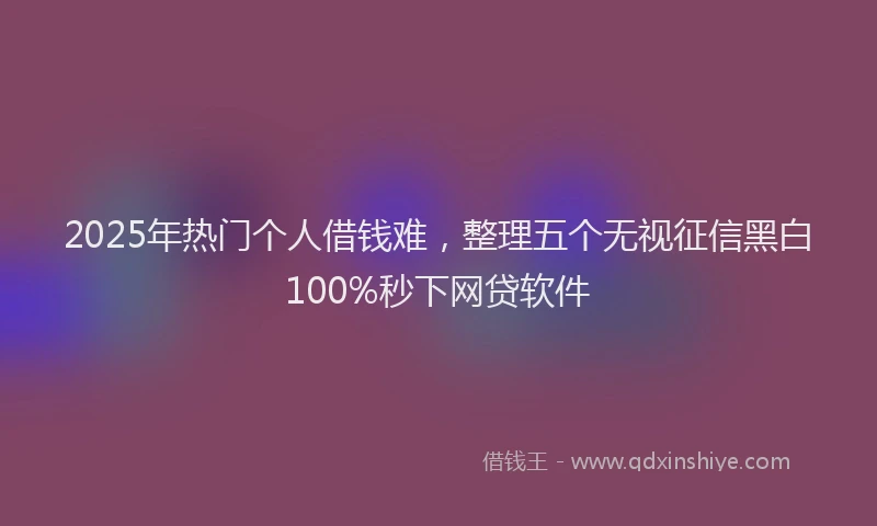 2025年热门个人借钱难，整理五个无视征信黑白100%秒下网贷软件