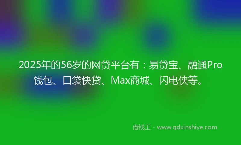 2025年的56岁的网贷平台有：易贷宝、融通Pro钱包、口袋快贷、Max商城、闪电侠等。