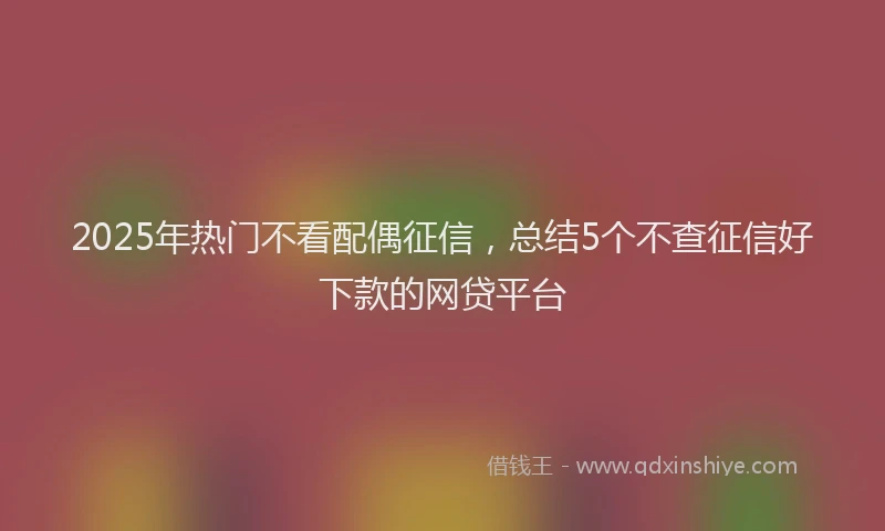 2025年热门不看配偶征信，总结5个不查征信好下款的网贷平台