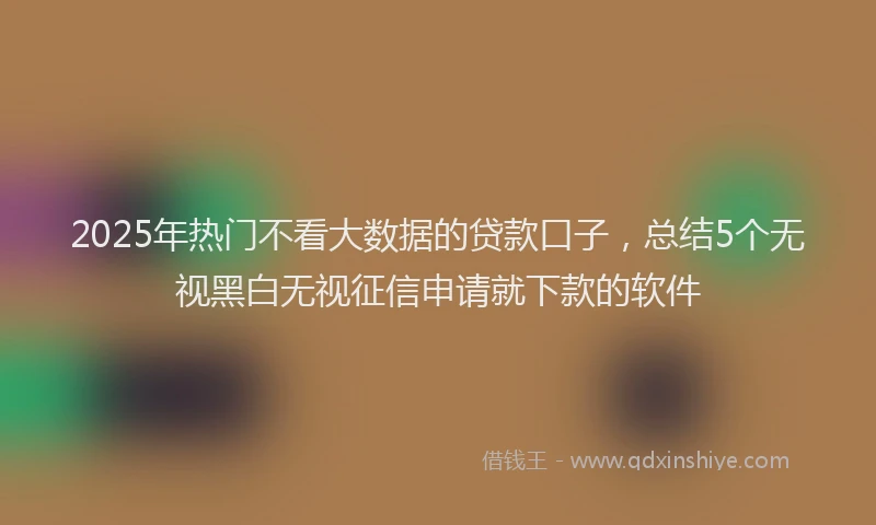 2025年热门不看大数据的贷款口子，总结5个无视黑白无视征信申请就下款的软件