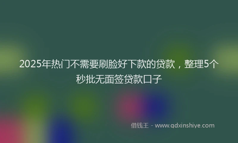 2025年热门不需要刷脸好下款的贷款，整理5个秒批无面签贷款口子