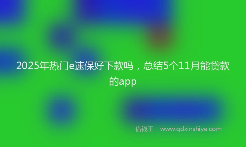 2025年热门e速保好下款吗，总结5个11月能贷款的app