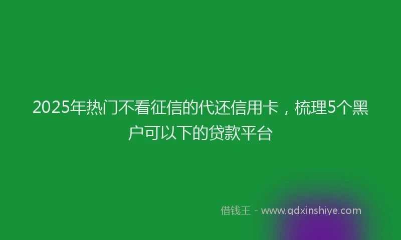 2025年热门不看征信的代还信用卡，梳理5个黑户可以下的贷款平台