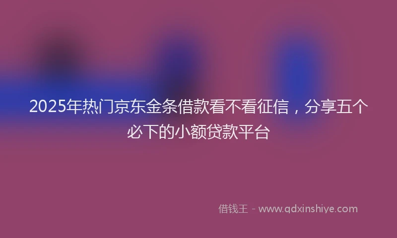 2025年热门京东金条借款看不看征信，分享五个必下的小额贷款平台