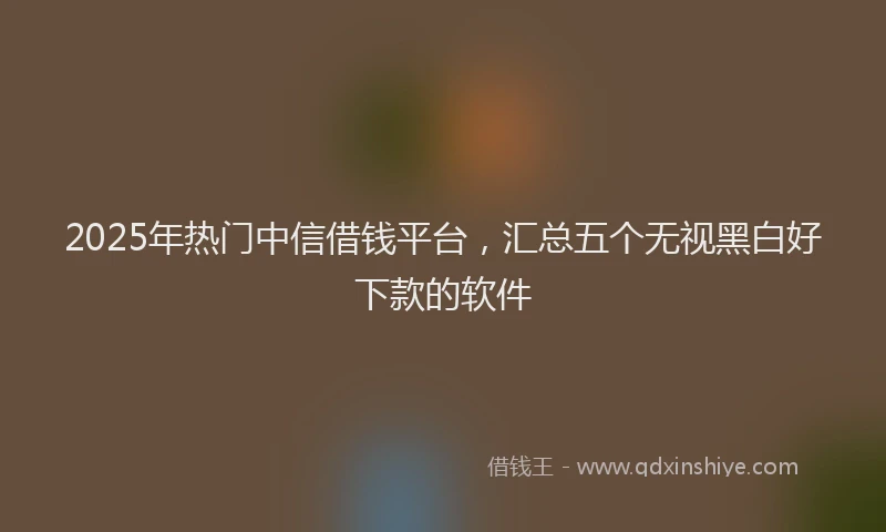 2025年热门中信借钱平台，汇总五个无视黑白好下款的软件